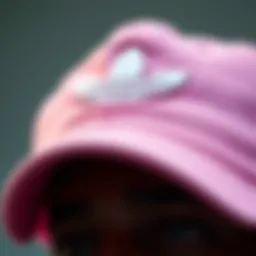 Close-up of a pink Adidas hat showcasing its unique design