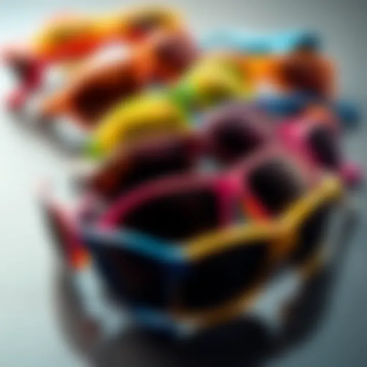 Vibrant Color Range of Pit Vipers Sunglasses Different color variations of Pit Vipers sunglasses displayed together