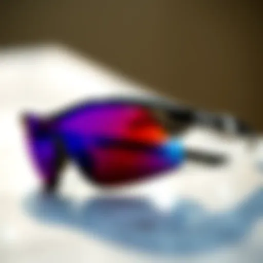 Close-up of Prizm polarized sunglasses showing lens technology