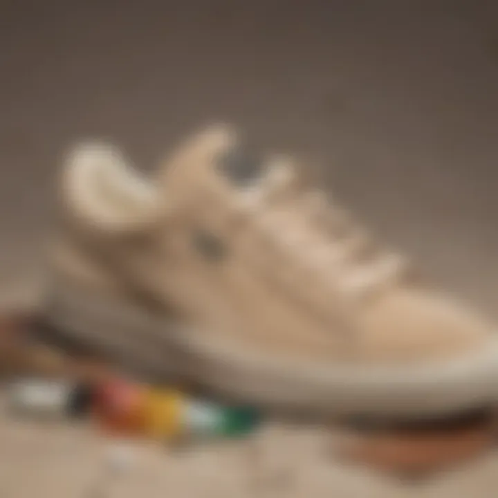 Maintenance tips for Puma Suede Classic Beige displayed with cleaning products