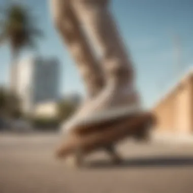 Puma Suede Classic Beige on a skateboard highlighting its performance and grip