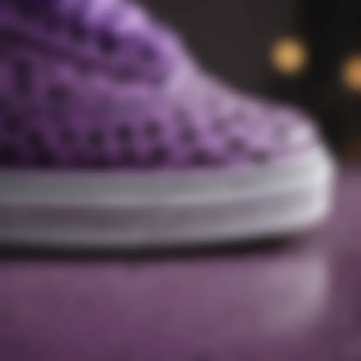 Close-up of the innovative materials used in Purple Cheetah Vans