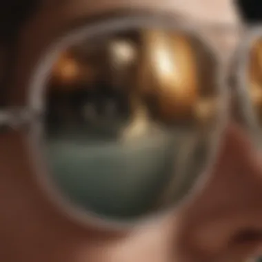 Close-up of Ray-Bans showcasing the intricate mirror lens technology