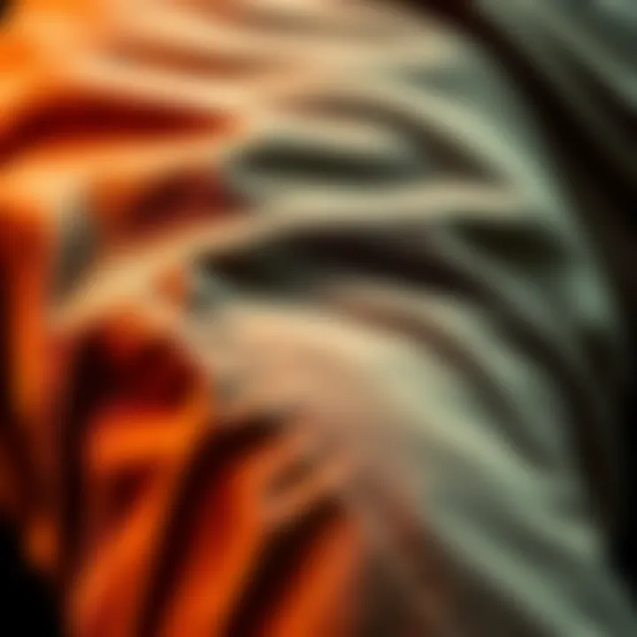 Close up of rep pants showcasing the unique fabric and stitching details