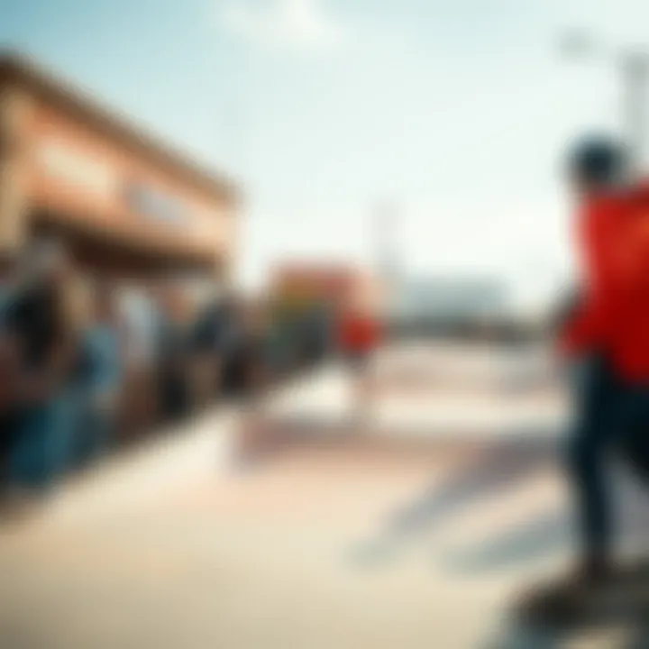 A vibrant skateboarding community engaged in a local event featuring rip and dip slides