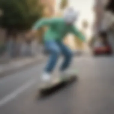 Skateboarder showcasing Ripndip gear in action