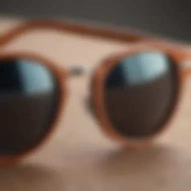 A close-up of round rim sunglasses made from eco-friendly materials, emphasizing sustainability.