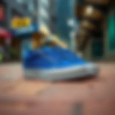 Royal blue Vans displayed in a trendy urban setting