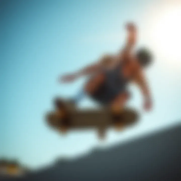 A skateboarder performing a trick, showcasing RVCA apparel