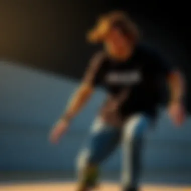 Skateboarder in Action Wearing RVCA Tee Skateboarder wearing RVCA tee in action