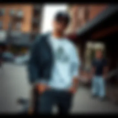 A stylish individual wearing RVCA clothing in an urban setting