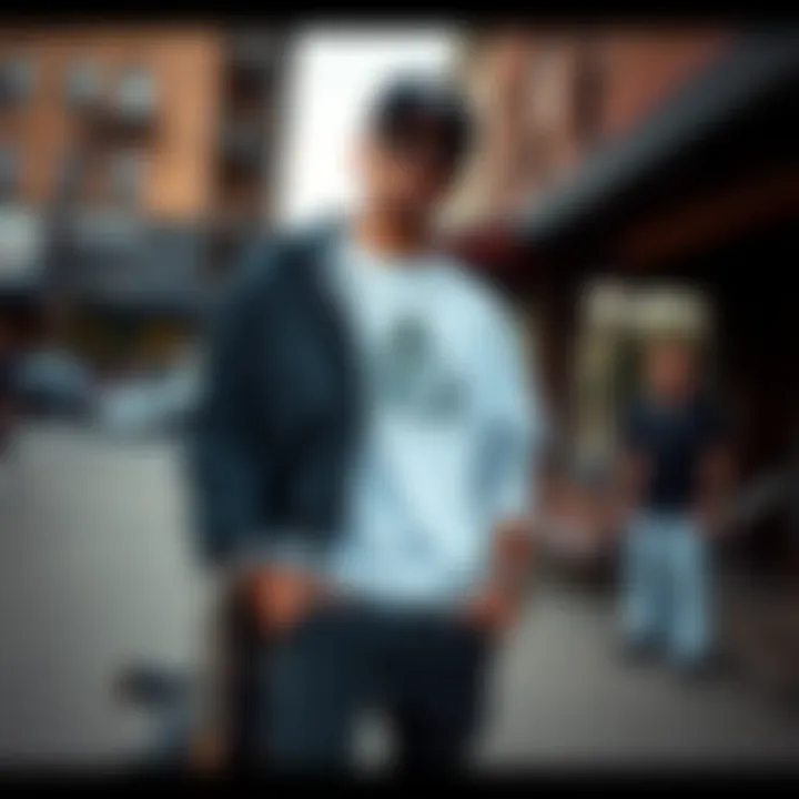 A stylish individual wearing RVCA clothing in an urban setting