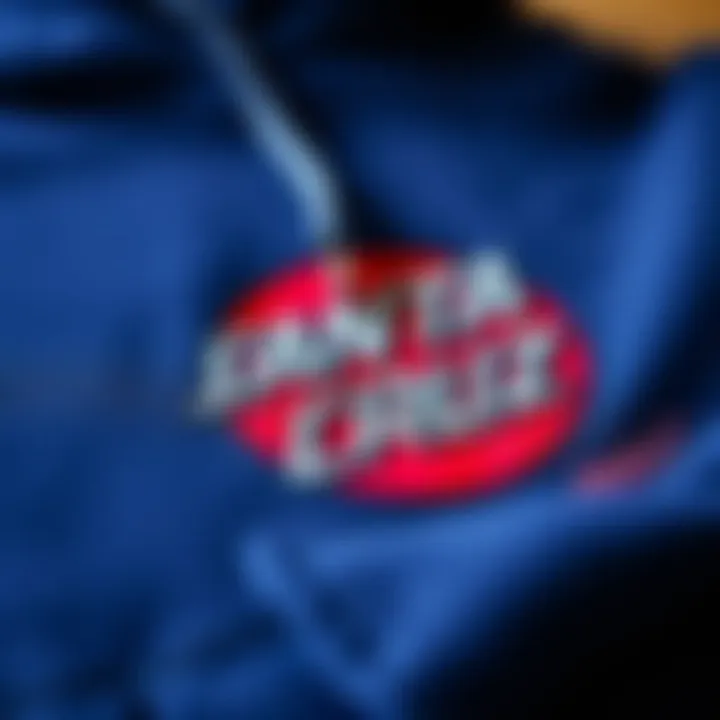 Close-up of high-quality fabric and stitching of a Santa Cruz hoodie