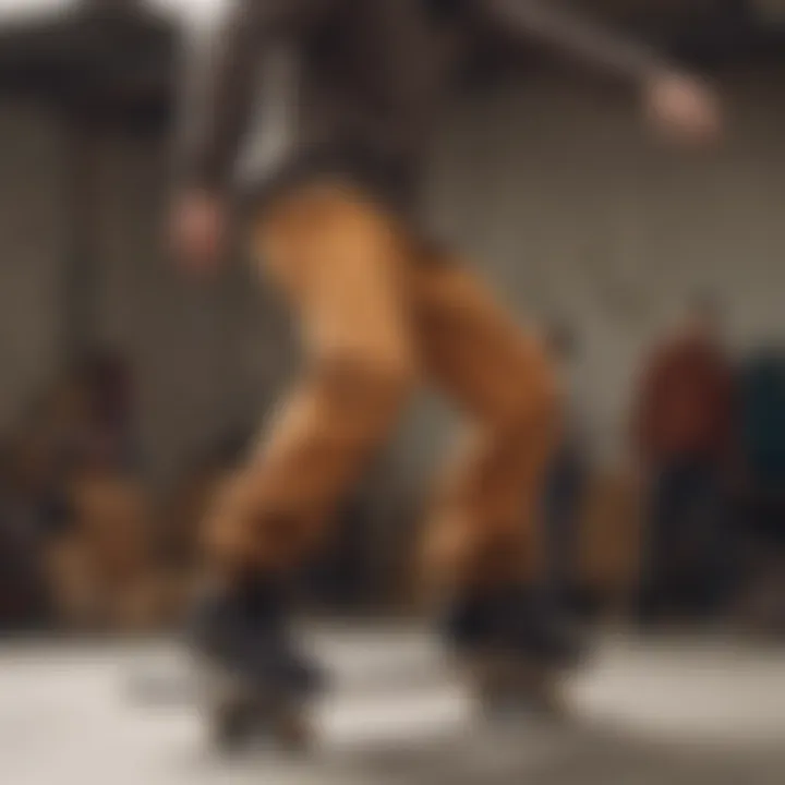 Skater wearing Carhartt pants in action