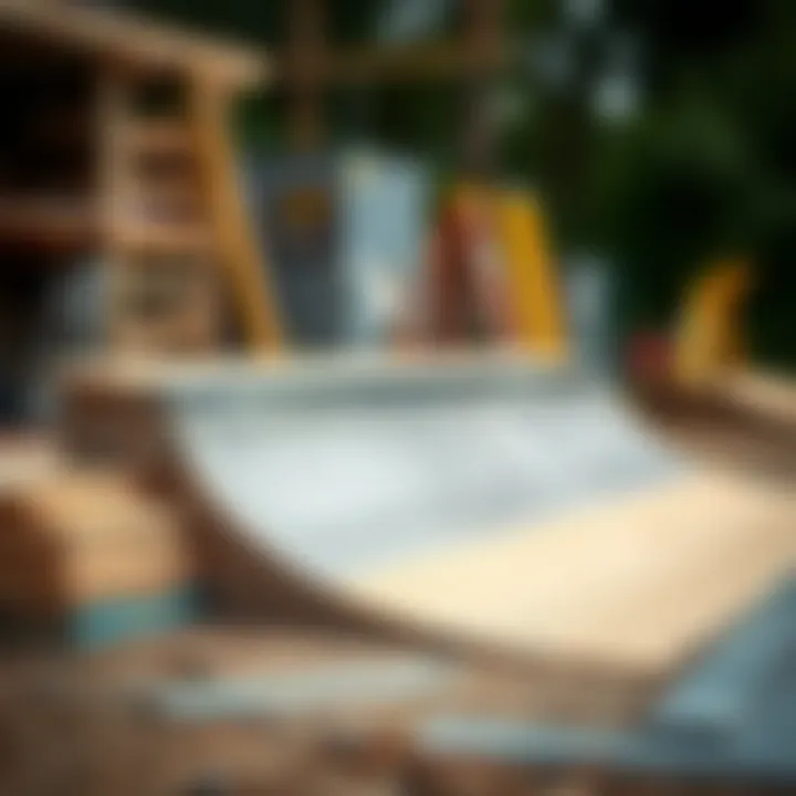 Quality Materials for Skate Ramp Construction A selection of high-quality materials such as plywood and metal for constructing skate ramps.