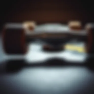 Detailed View of Skateboard Parts Close-up of skateboard components showcasing wheels and deck