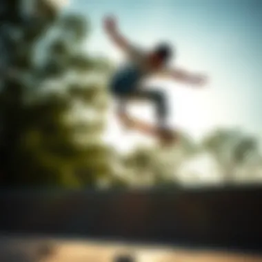 Skateboarding Trick in Action Skateboarder demonstrating a trick in mid-air