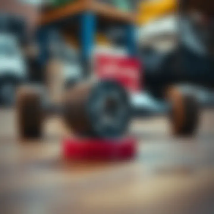 Illustration of skateboard setup with bearing spacers highlighted