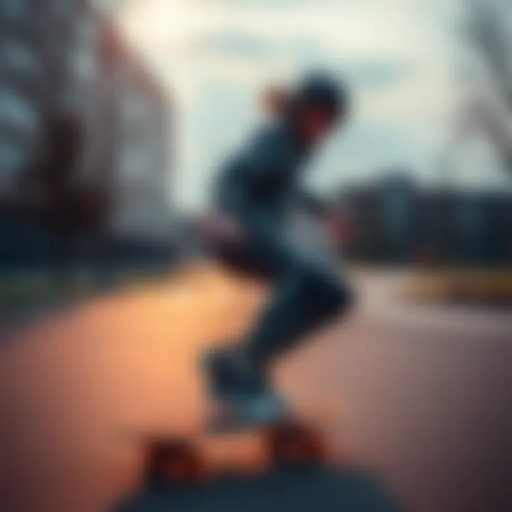 A skateboarder wearing plus size skate pads in action