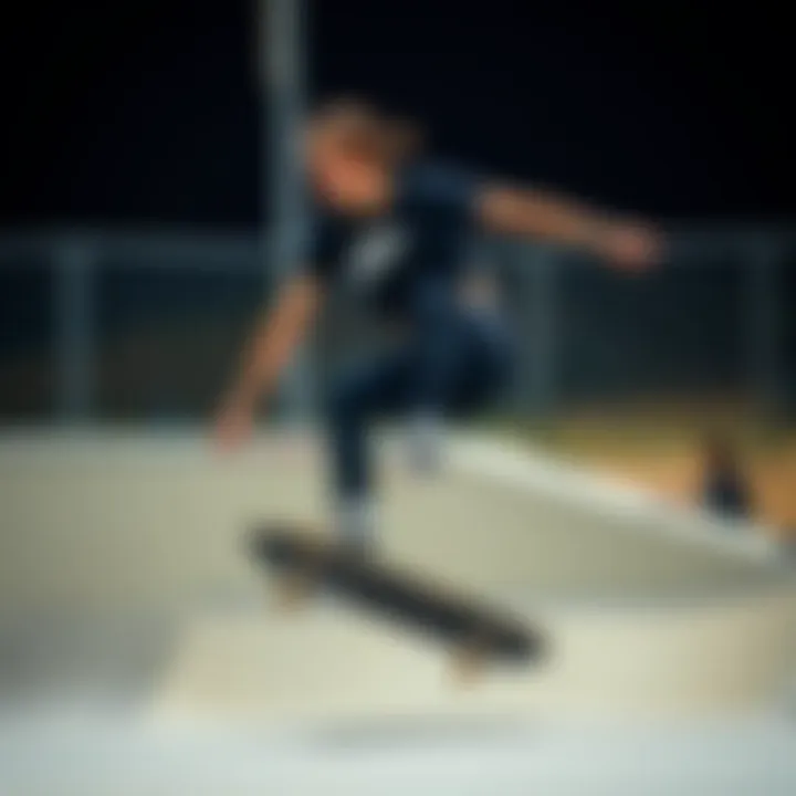 Performance with Style: Skateboarding in Black Nike Skateboarder wearing black Nike crop top while performing tricks in a skate park