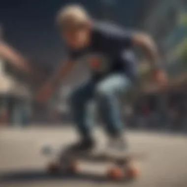 A skateboarder displaying the Lurking Class logo on their gear while performing a trick.