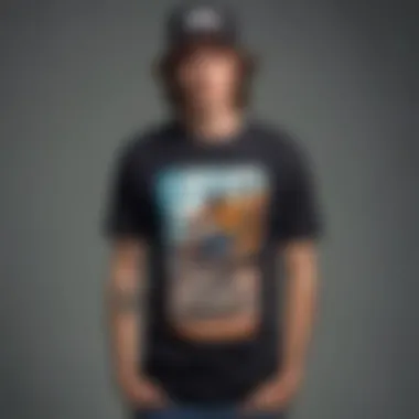 Personal Expression through Graphic Tees in Skateboarding Skateboarder wearing a graphic tee showcasing personal style