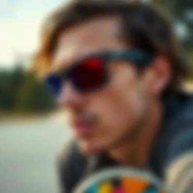 Skateboarder Enjoying Clear Vision with Prizm Sunglasses Skateboarder wearing Prizm polarized sunglasses outdoors