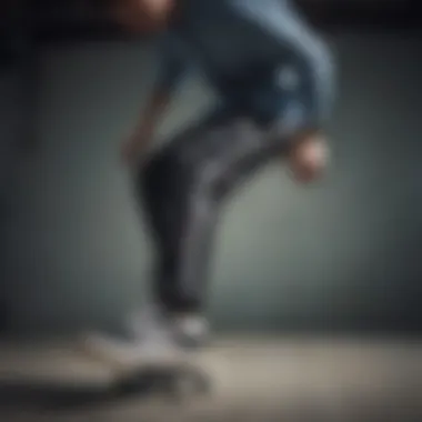 Skateboarder performing tricks in Adidas button-up pants