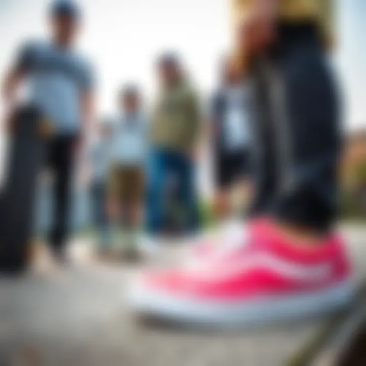 Skateboarders in Colorful Vans Footwear Group of skateboarders showcasing their colorful Vans