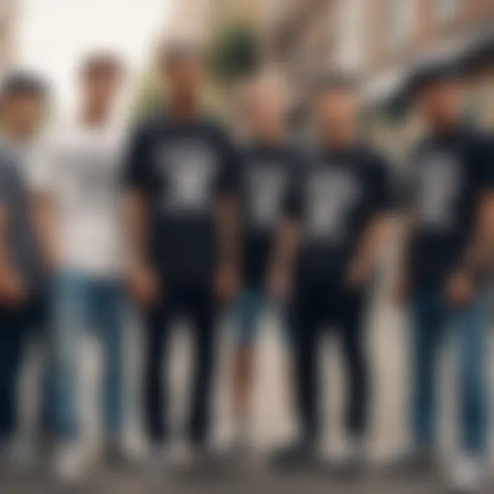 A group of skateboarders sporting different Anti Social Club t-shirts.