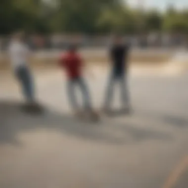 Group of skateboarders enjoying a session at a skate park