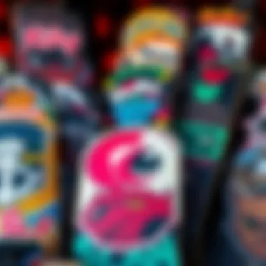 Artistry in Skateboard Decks A collection of skateboard decks featuring brand artwork and designs
