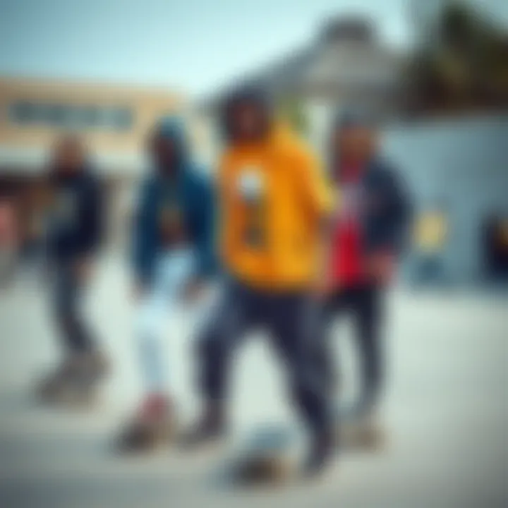 Fashion Meets Functionality Skaters displaying trendy outfits that blend aesthetics with practical use