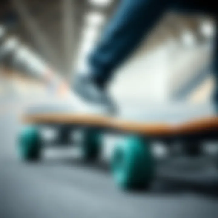 Innovative Skateboard Design Close-up of the unique skateboard design for stability