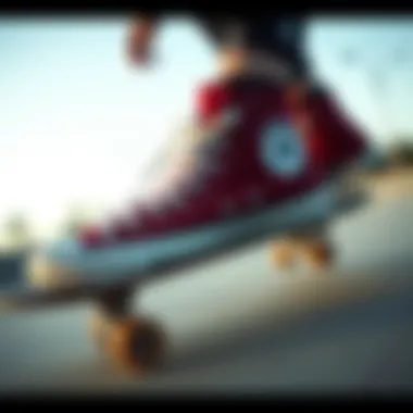 Skateboarder wearing Chuck Taylor All Star Classic High Tops in action