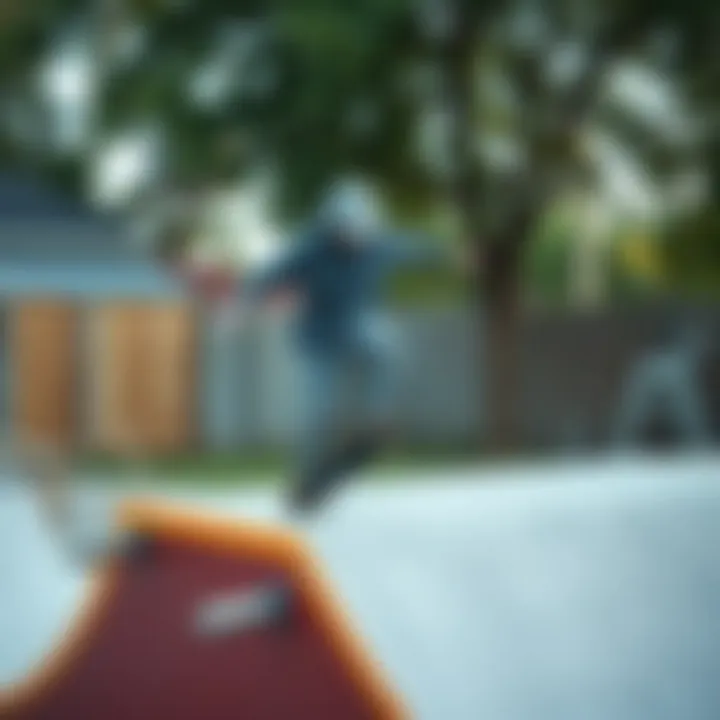 Skater Showcasing Skills on a Backyard Ramp A skater practicing tricks on a newly built backyard ramp, demonstrating skill and enthusiasm.