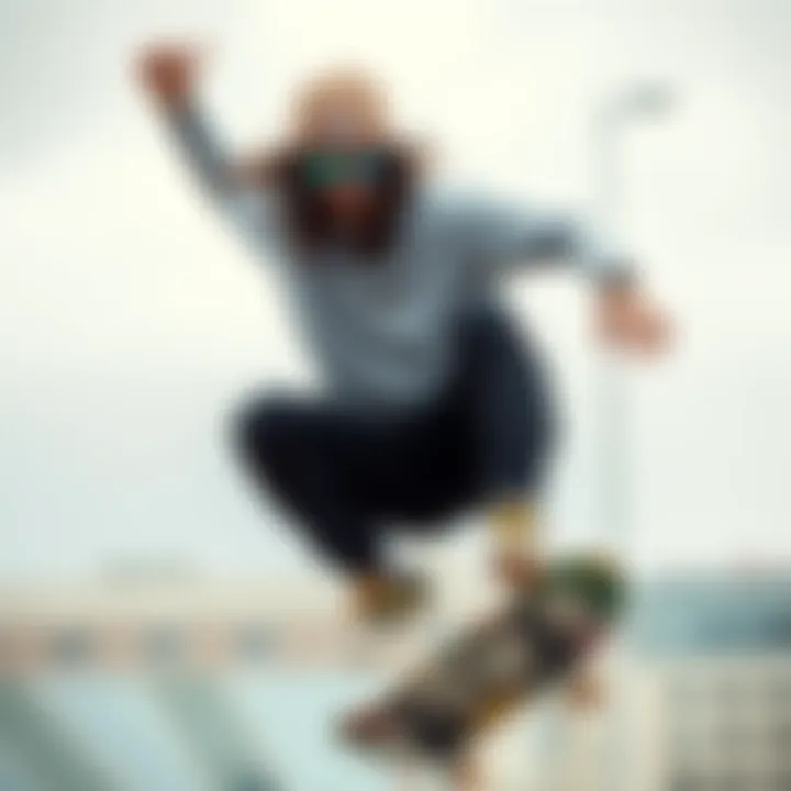 Skating with Style: Pit Vipers in Action Skater wearing Pit Vipers sunglasses while performing a trick