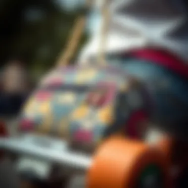 Stylish Patterns on Skater Purse Close-up of stylish skater purse with trendy patterns