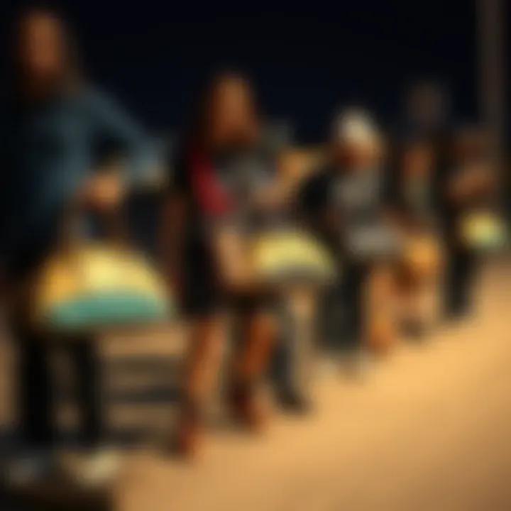 Skateboarders with Unique Purses Group of skateboarders displaying their unique skater purses