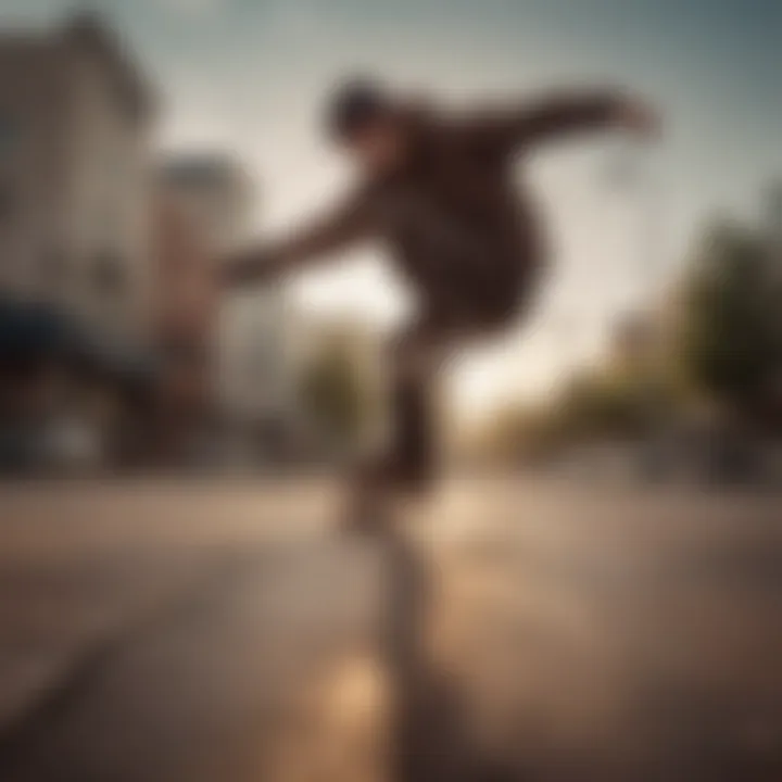 Skater performing a trick while wearing dark brown Converse low tops.