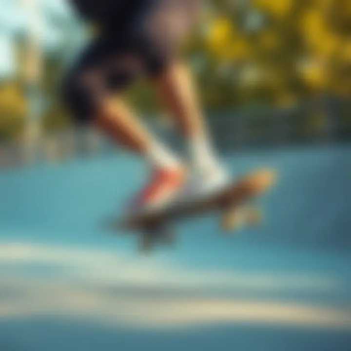 Skater in Action A skater performing tricks while wearing Nike low tops