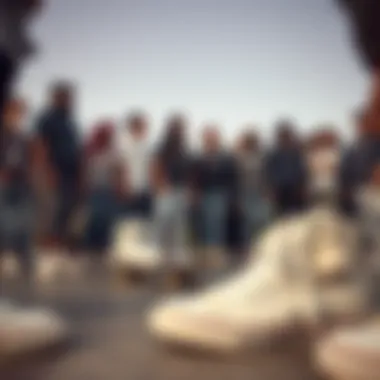 Cultural Identity and Community Group of skaters gathered wearing white high-tops