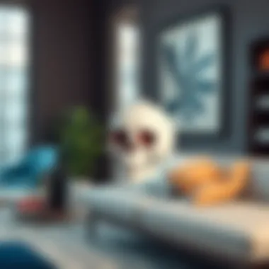 Skull Air Freshener in Contemporary Decor Skull air freshener placed in a modern interior setting.