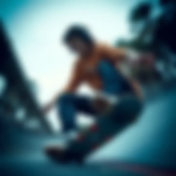 Skateboarder wearing the Skullcandy Icon while performing a trick.