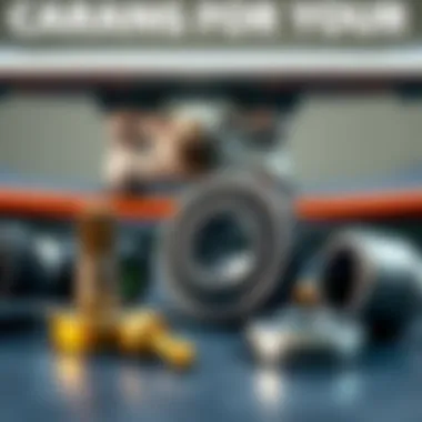 Maintenance tools and techniques for ceramic bearings displayed in a skateboarding context.