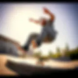 Dynamic skateboarder performing a trick with Spitfire conical wheels