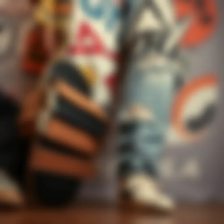 Curated Look: Styling Taper Ripped Jeans Creative arrangement of taper ripped jeans with accessories reflecting skate style