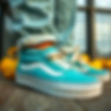 Teal Vans paired with casual outfit