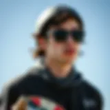 All black Ray-Bans on a skateboarder