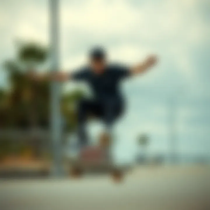 Skateboarder performing tricks wearing black Vans